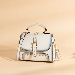 2020 new fashion trend vintage doctor bag retro genuine leather crossbody handbag rivet casual wild custom logo luxury hand bags