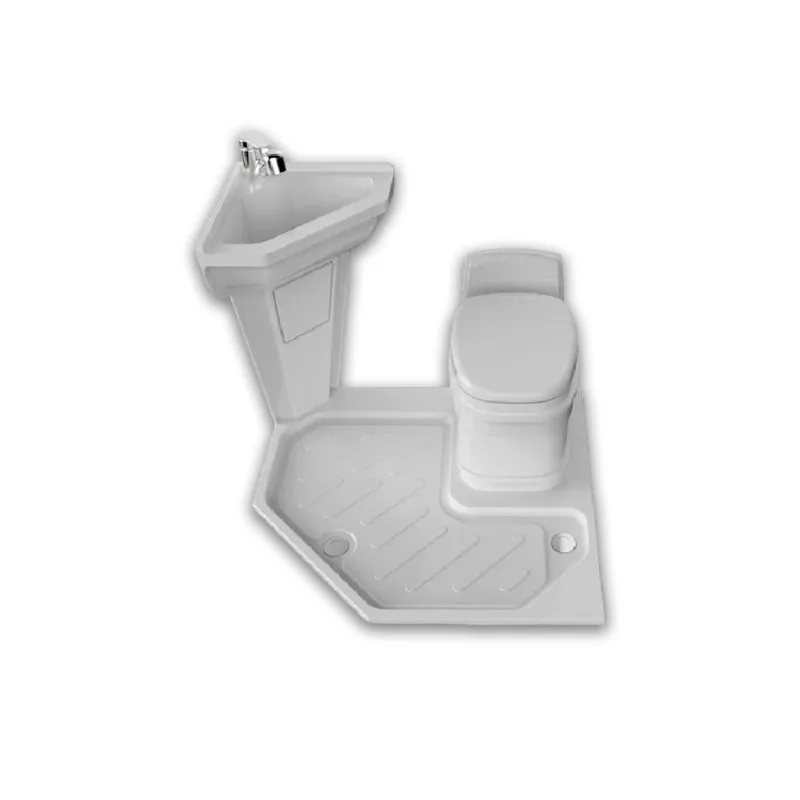 Dual Discharge Outlet Integrate Wet Room Shower Platform Triangle Basin Sink & Toilet for Movable House & Transportable Dwelling