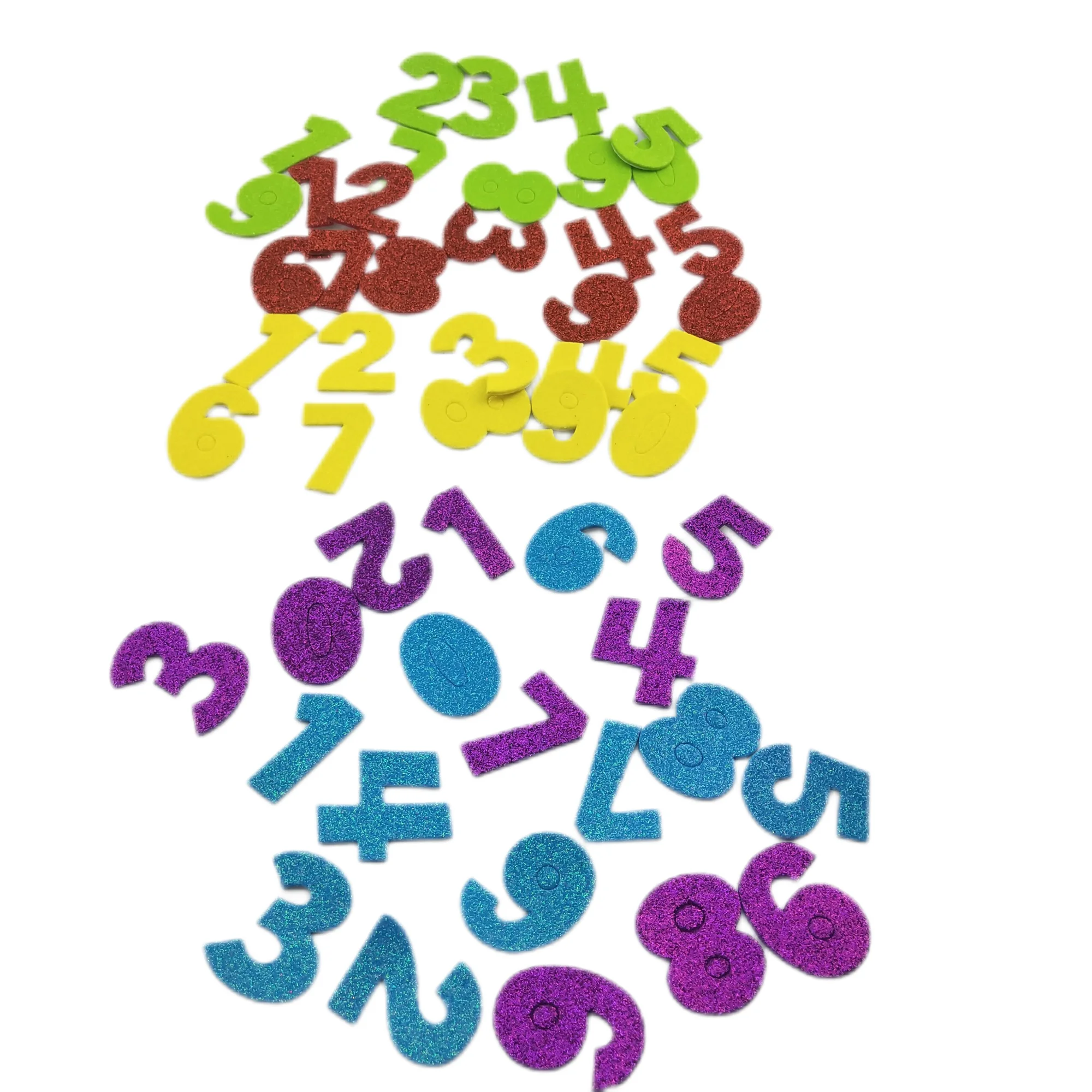 Custom Multicolored Self-adhesive Numbers EVA  Glitter Foam Sticker for Kids Home Decor Gifts