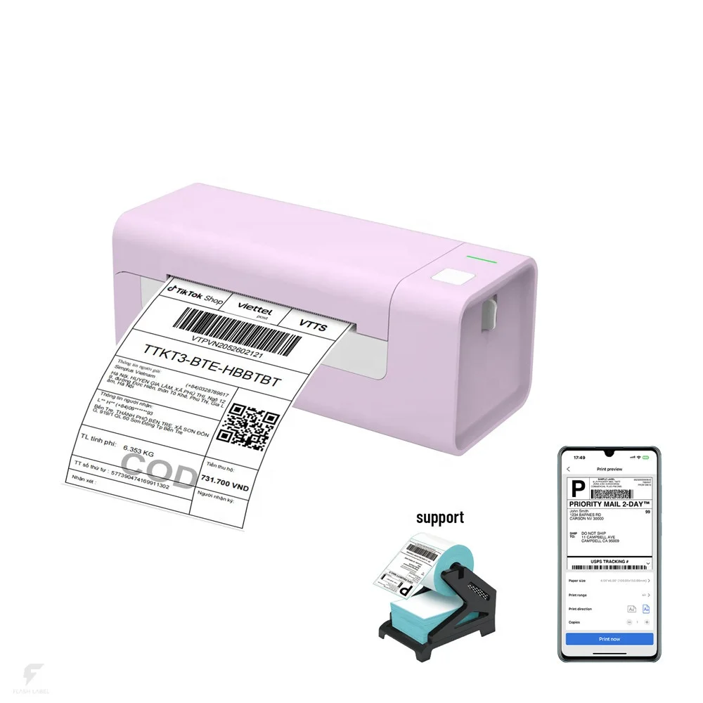 200DPI direct thermal transfer bluetooth adhesive shipping label 4 inch thermal printer
