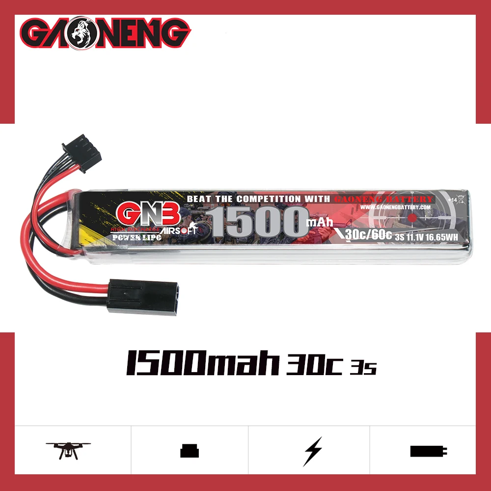 GNB GAONENG 1500MAH 3S 11 1 V 30C 60C RC LiPo батарея AirSoft Mini Tamiya соединитель
