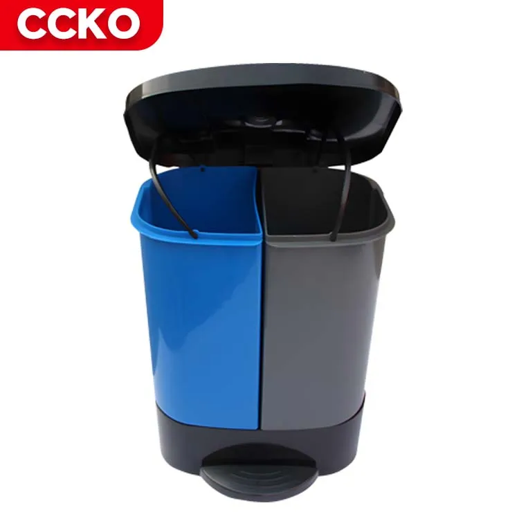 Commercial 60L 120L 16 Gallon Double Plastic Garbage Can Waste Bins Trash Bin Dustbin Trash Can Outdoor Recycle Bin With Pedals