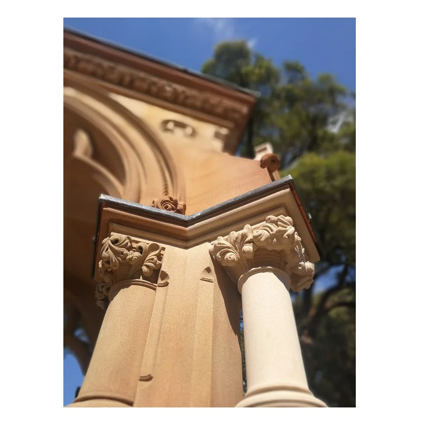 Customized Project Sandstone Round Half Pillar Design Of India  project, Decorative Building Pillars Columns