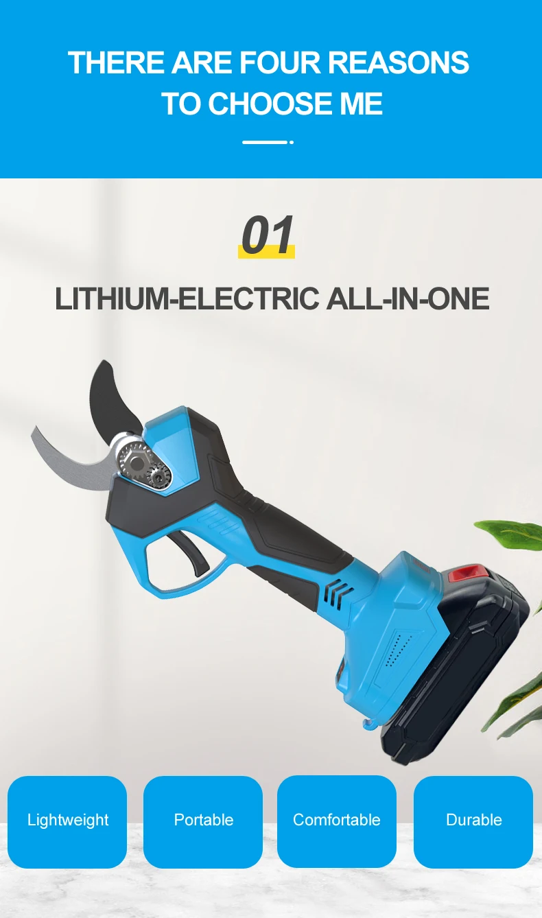 YODOO  hot sale Electric Pruning Shears 2 battery Optional Extension Rod Vineyard Vines Power Tools Cordless Electric Scissors