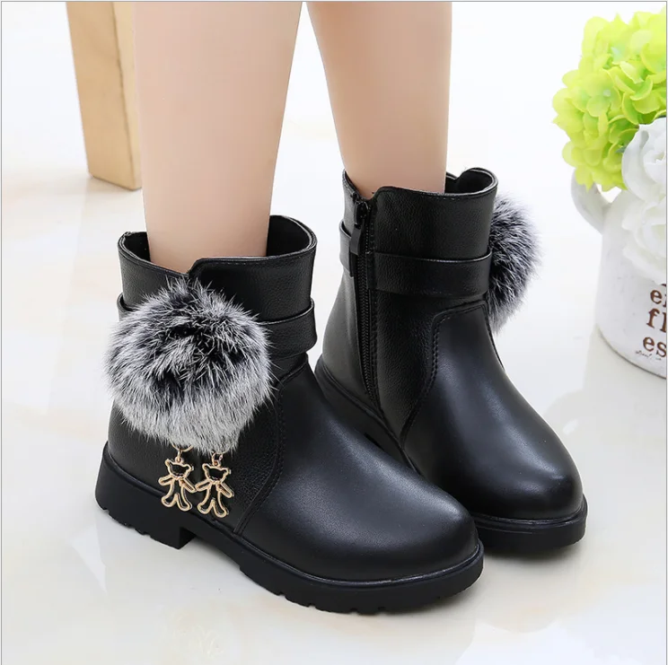  B688 Wholesale kids designer short boots children dress fancy little girl princess velvet warm