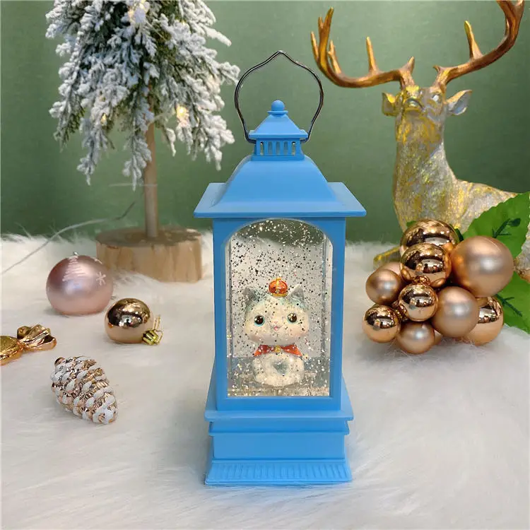 Cute LED luminous cartoon music box Usb power supply resin Q version animal snow water light
