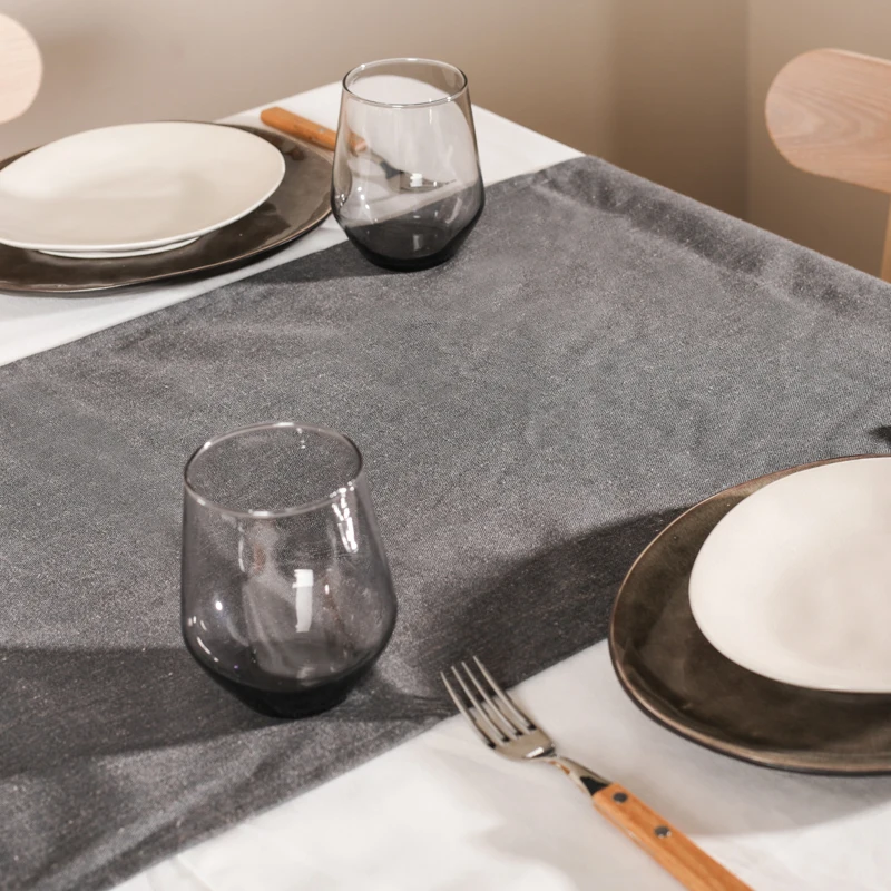Solid Woven Waterproof Poly-linen Christmas Dining Table Runners for Kitchen Decoration