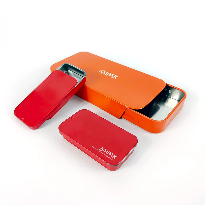 Custom Food Grade Rectangular Chocolate Empty Slide Gift Mint Packaging Tin Case Small Metal Box