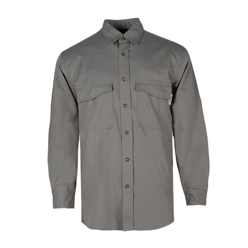 OEM Wholesale Custom FR Long Sleeve Workwear Shirts Oil Field Mechanic Fire Resistant Nylon Denim and Silk EN Certified