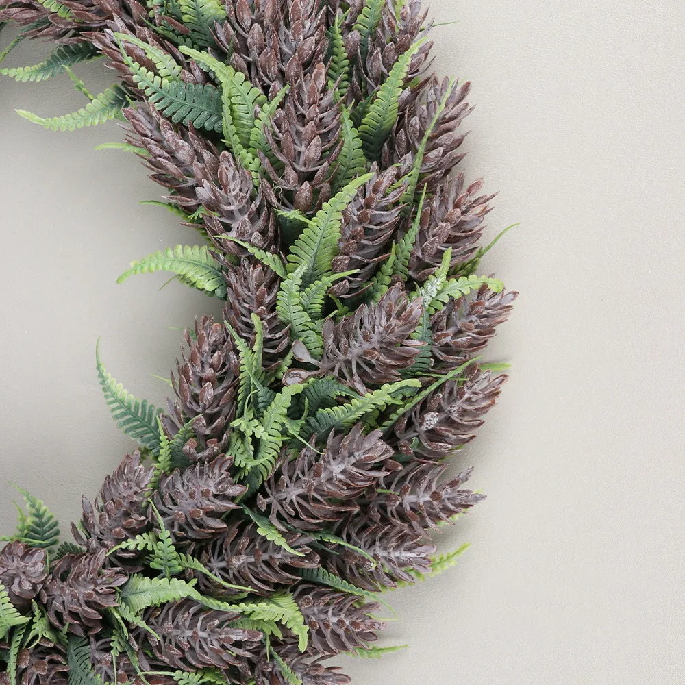 Artificial Wreath Lifelike Pine Cones Real Touch Decorative Flowers Flocking Frosting Process Artificial Plants