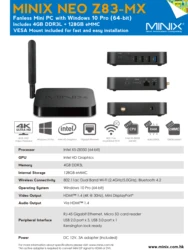 Factory price MINIX NEO Z83 MX  Licensed WinS 10 pro Mini pc Intel Z8350 dual wifi 4GB/128GB Android tv box