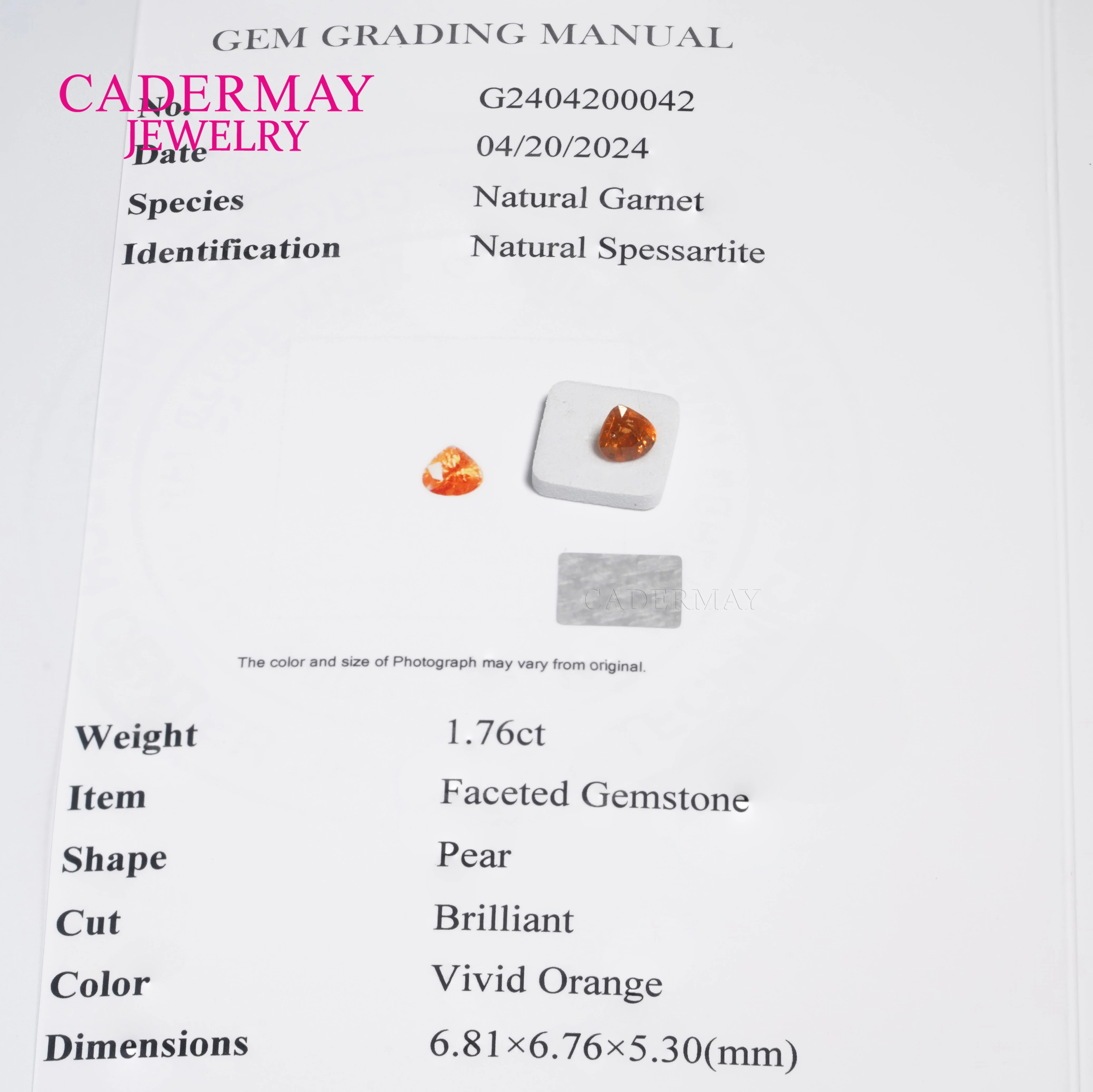 Cadermay  Fanta Stone 100% Natural Stone Loose Gemstone Cushion Brilliant Cut Intense fen da Real  Fanta Stonefor Sale
