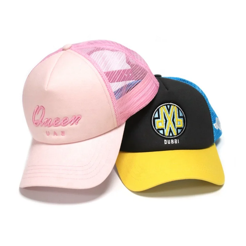 Very Fashion and Popular Dubai Style Mesh Trucker Hat Custom Logo Embroidery 5 Panel Cap