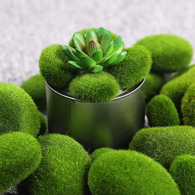 Green Artificial Moss Balls Decorative Stones Varying Sizes Ideal for Vases Table Decor Planter Decor Weddings Parties
