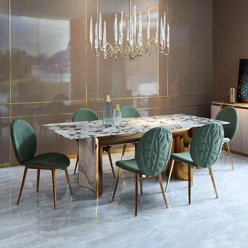 Luxury italy stainless steel dining table designs and dining table with chairs (60632776840)