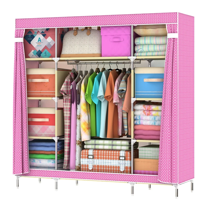Modern Bedroom Oxford Cloth Wardrobe Fabric Home Storage organization design furniture for Kids 1602T