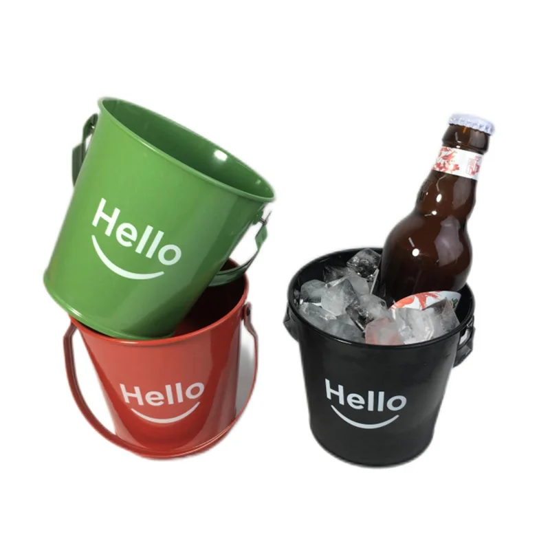 Promotion Items Custom Logo 5l Round Metal Alloy Ice Bucket for 6 Bottles Beer for Sales