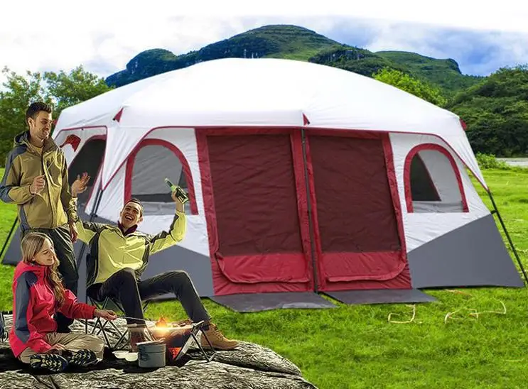 
8 Person Outdoor Waterproof Largest Camping Family Tent 5-6 person Luxurious Waterproof 2 Bedrooms Big Family Camping Tent 