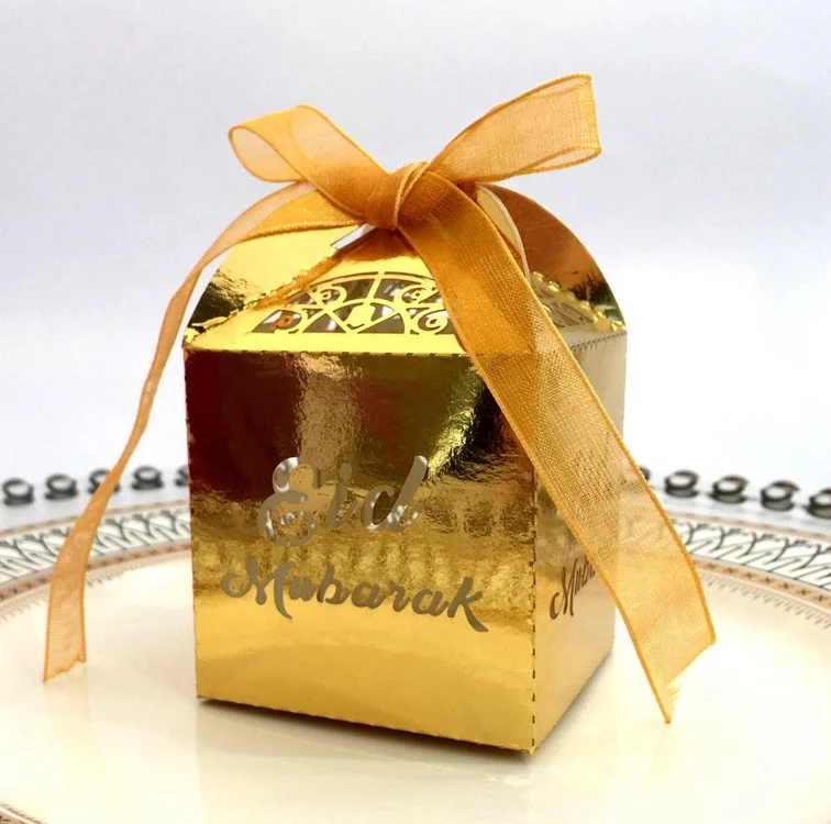 
Hollow Out Eid Mubarak Paper Candy Box Party Favor Boxes 