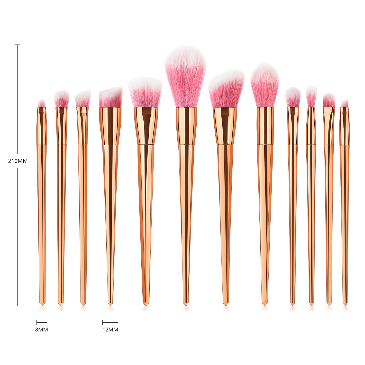 High-quality Custom logo rose gold 12 Pcs Makeup Brush Set