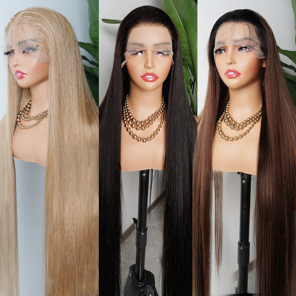 40 Inch Raw Indian Hair HD Lace Front Wig Virgin Cuticle Aligned Glueless Full Lace Human Hair Lace Frontal Wigs For Black Women