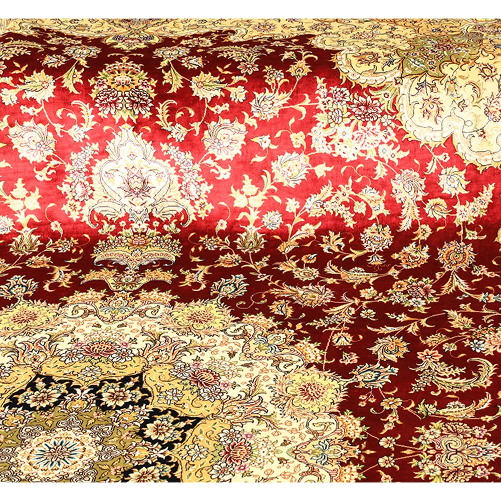 Nanyang Yuxiang High Quality Beautiful Floral Pattern Persian Knot Hand-made Pure Silk Carpet for Home Decor
