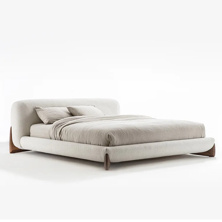 Роскошная двухместная обивка комплект мебели для спальни новейший деревянный современный дизайн кожаная настенная кровать большого размера