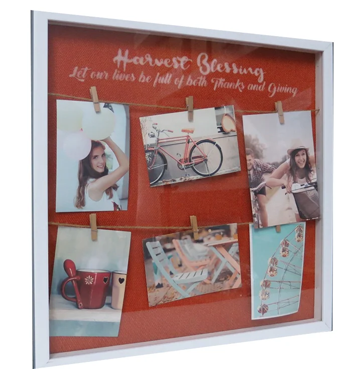 Fashionable High Quality Background Linen 6 Clip DIY White Environmental Protection Plastic Photo Frame