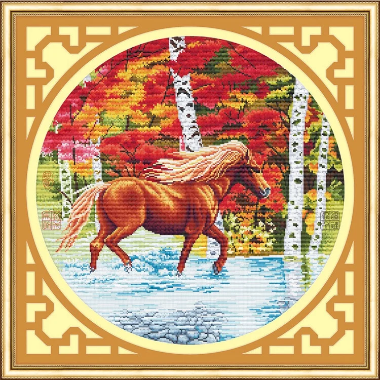 
Wholesale Horse Embroidery Beginner Kits Handmade Craft Home Decoration Cross-stitch Kits 