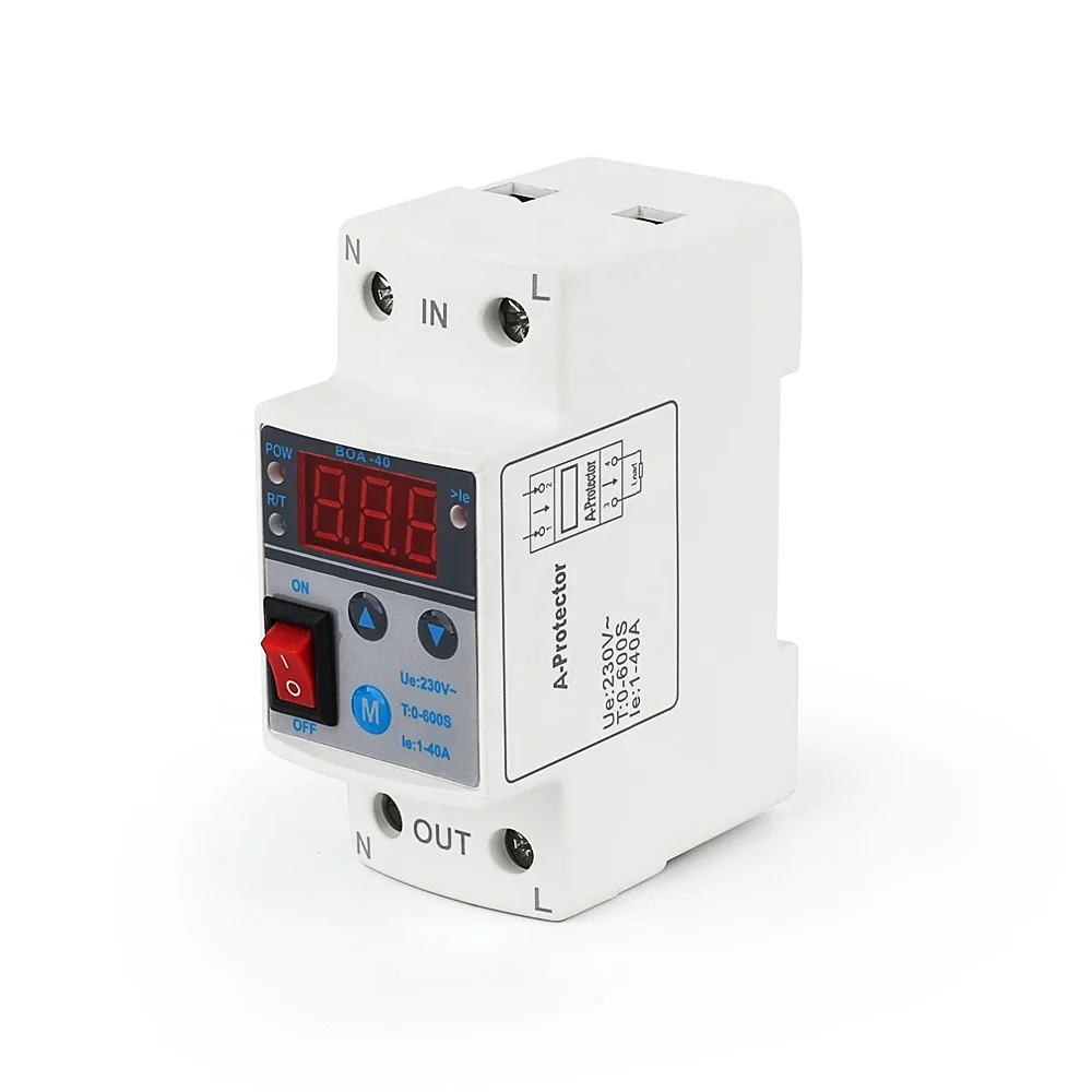 Energy Consumption Display Auto Reconnect Over and Under Voltage Protector Current Relay