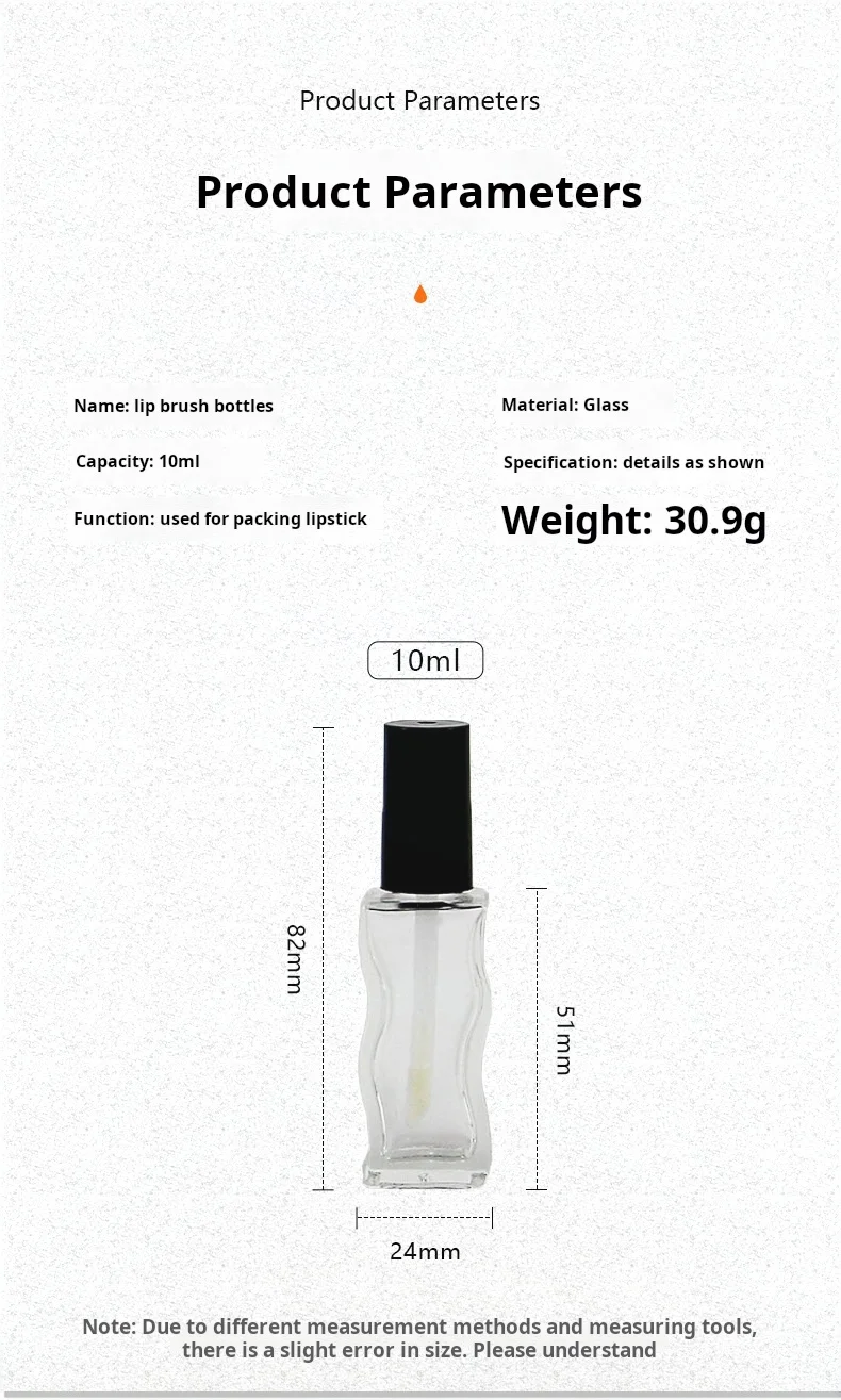 New Style Unique Wave 10ml Black Pink Lid liquid Container Concealer Lip Oil Tubes Empty Bottle for Nail Polish