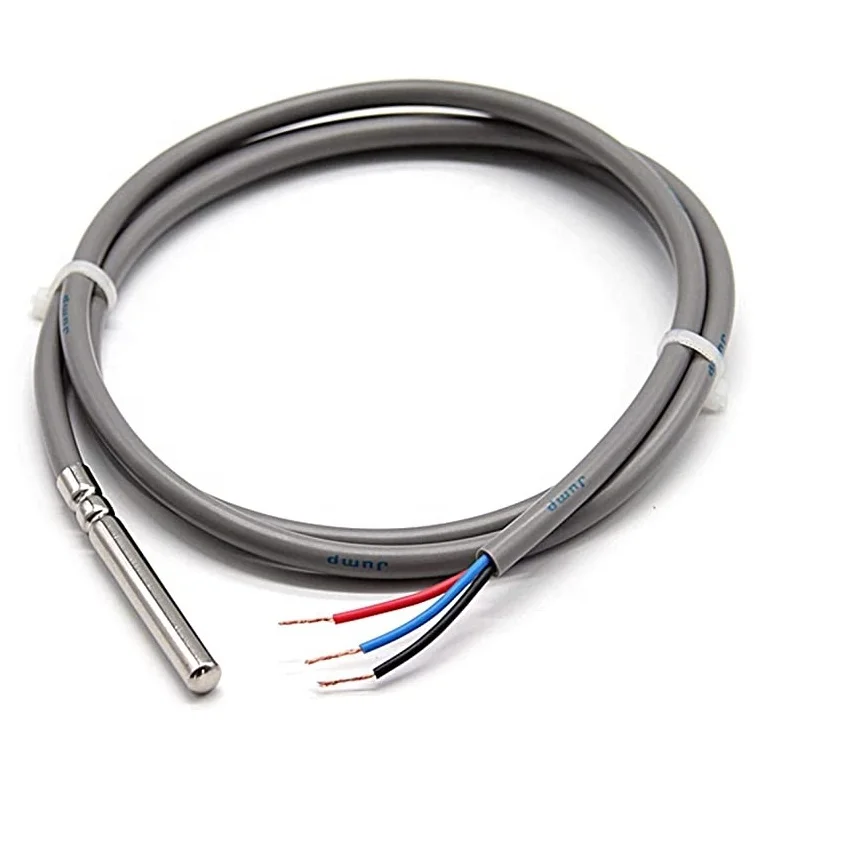 MTS100:Industrial Class A 3 wire pt1000 pt-100 pt 100 probe pt100 rtd temperature sensor with silver plated PTFE shielded wire