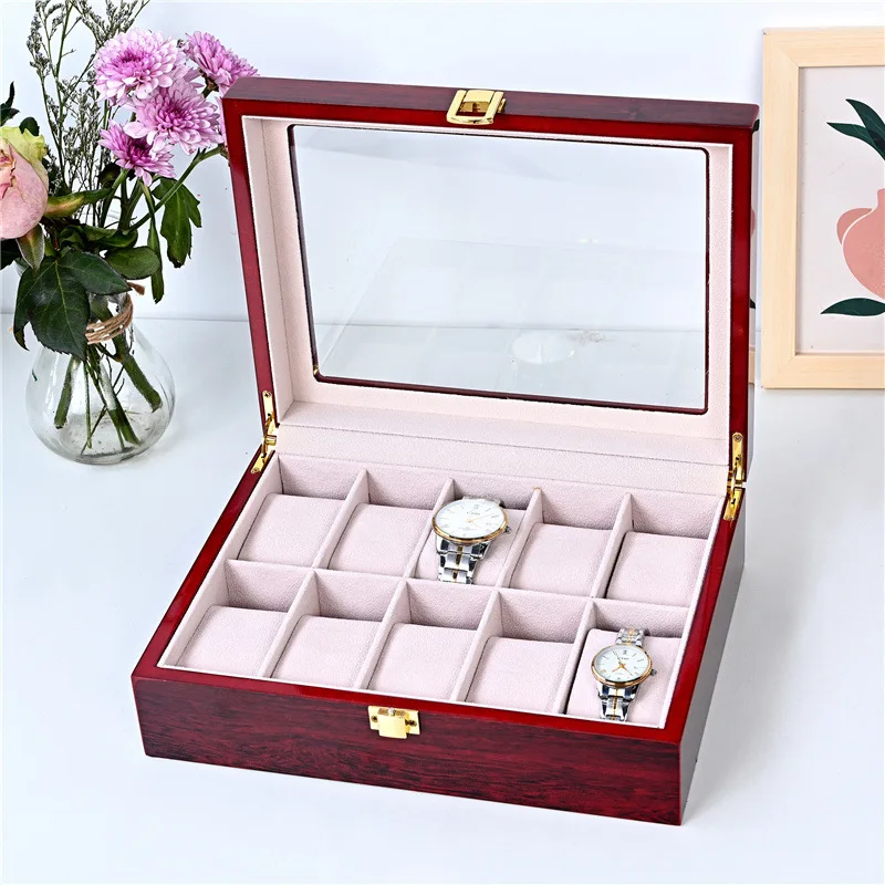 Luxury 2 4 6 8 10 20 Slot Double Layer Wooden Lacquer  Multi Watch Storage Box Eye Glasses Organizer Case With Pillow  High End