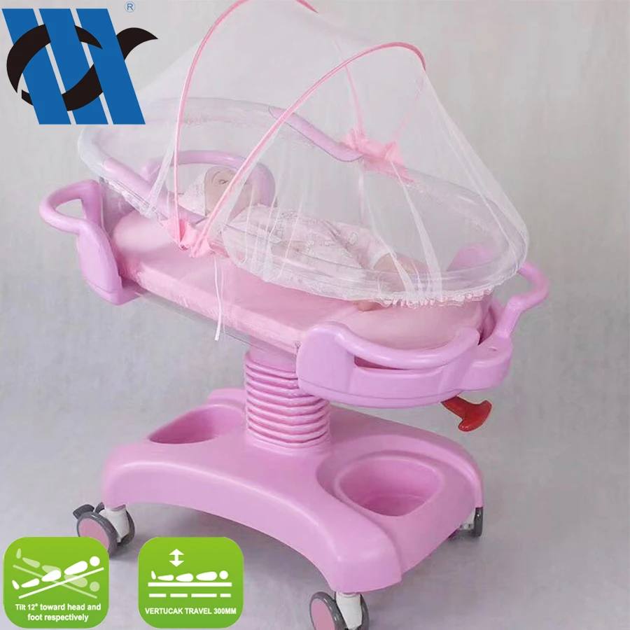 BDB08 Hospital Baby Bassinet Baby Cart Infant Bed With Tray And Adjustable Height Baby Cot Children Hospital Bed