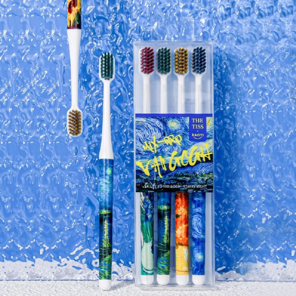 Van Gogh Starry Night PBT soft bristles personalized toothbrush set
