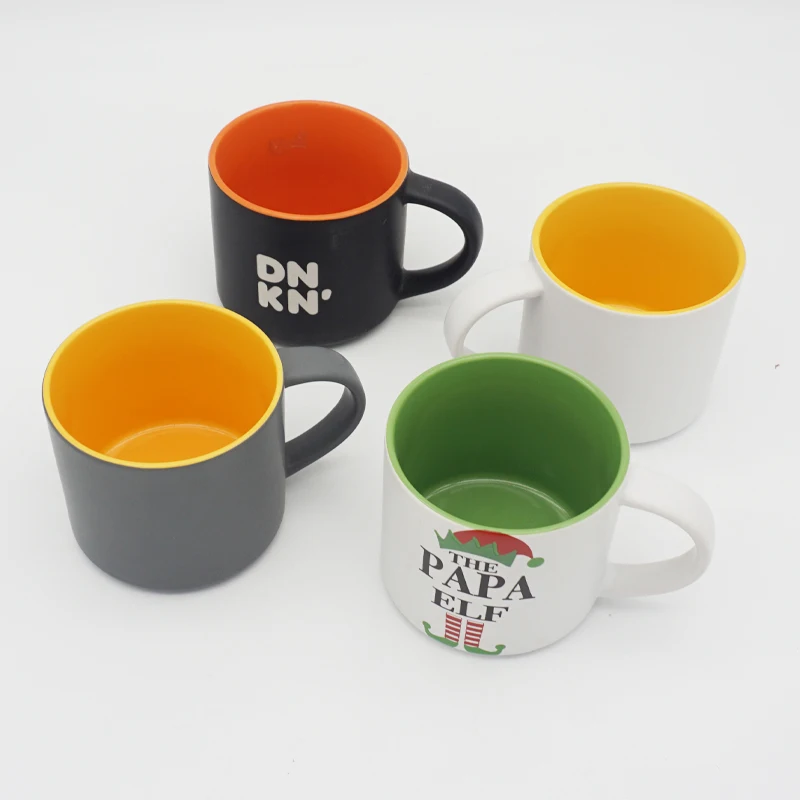 16oz red trendy mugs custom logo ceramic stoneware coffee tea matt black laser engrave mug