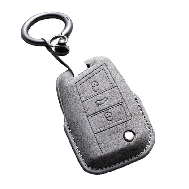 Low Price Factory Outlet Leather Car Key Cover Soft And Durable  For VW Volkswagen Car Accessories