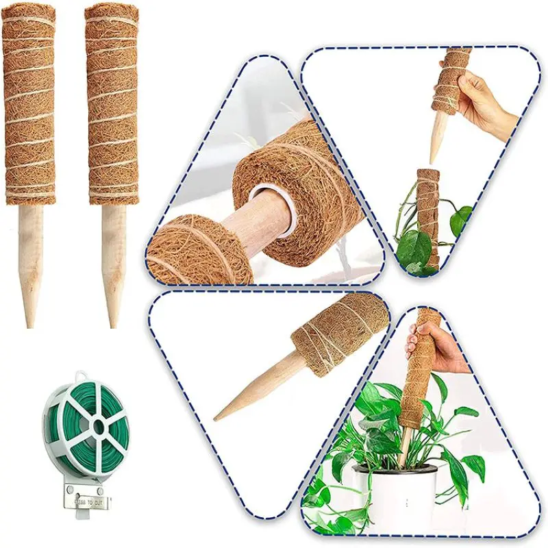 30\40\50cm Plant Climbing Pole Coir Moss Stick Bendable Palm Vines Stick Plant Support Extension Climbing Indoor Plants Creepers