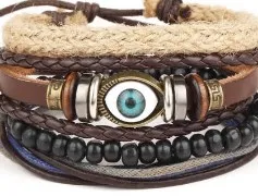 Fashion mens leather bracelet set wholesale N230743