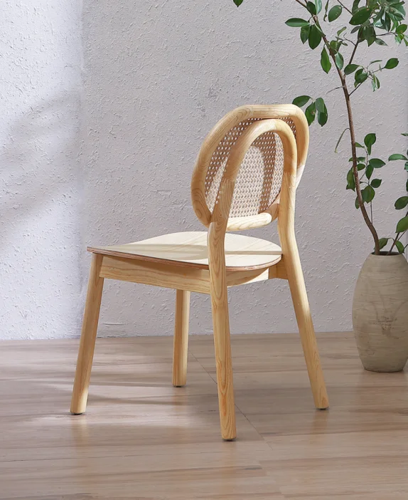 Wholesale natural rattan cane chair solid wood dining chair wicker backrest chair