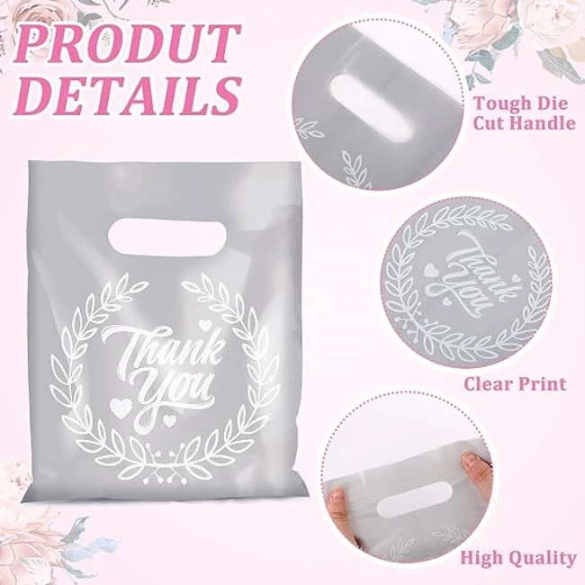 Custom Die Cut Plastic Bags Die Cut Handle Bags Plastic Shopping Bags Thank You for Party Favor Business Cosmetics Boutique
