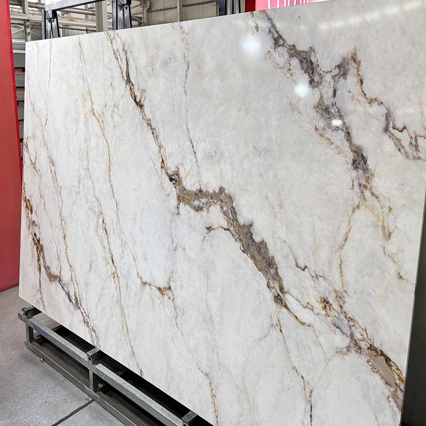 Calacatta белый с золотым Веном мраморный камень искусственный кварцевый Kitchentop столешница большая плита инженерный