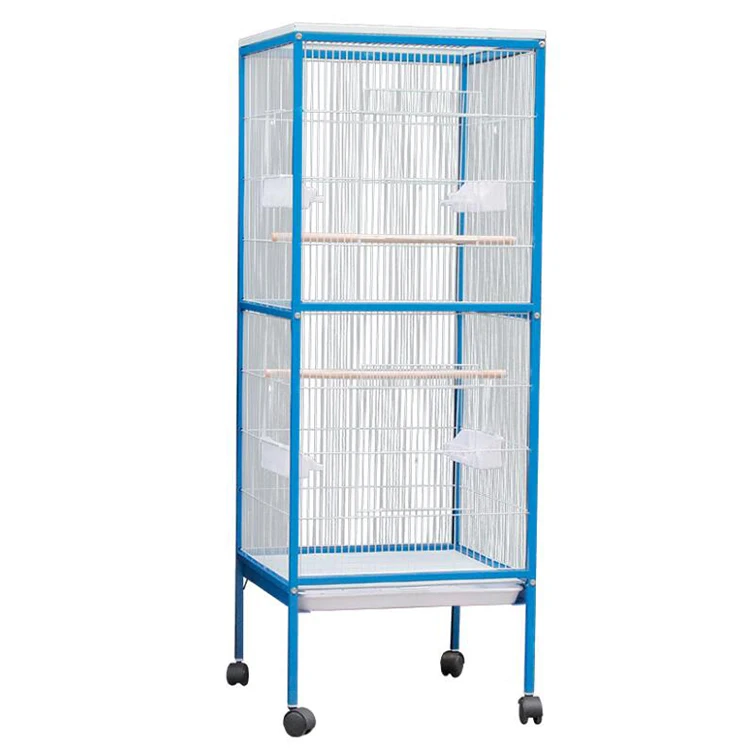 Giant bird cage blue Deluxe Space Wooden Frame Large birds folding cages With Wheels