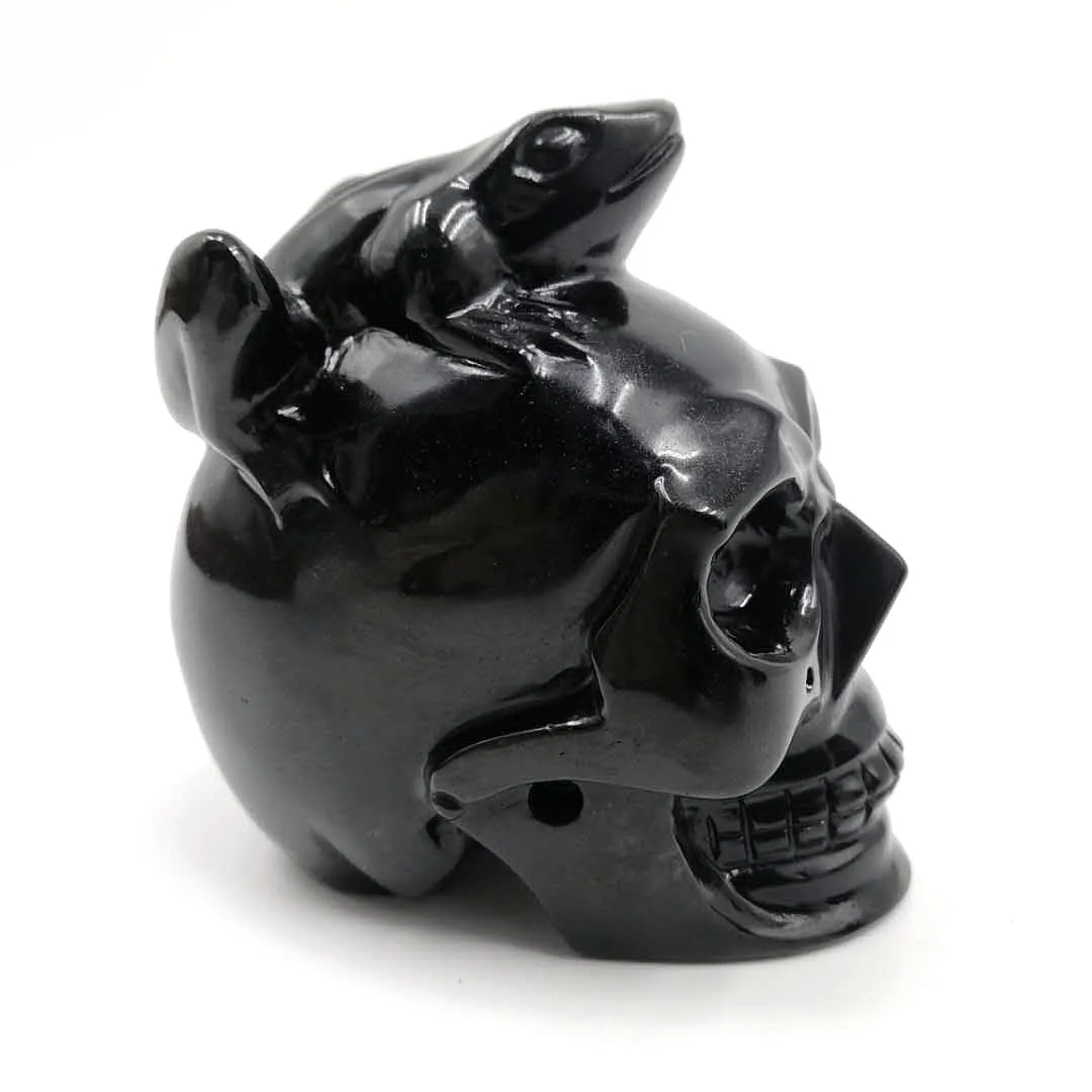 Wholesale high quality obsidian human head skulls with fog pentadactyla natural crystal carving for feng shui