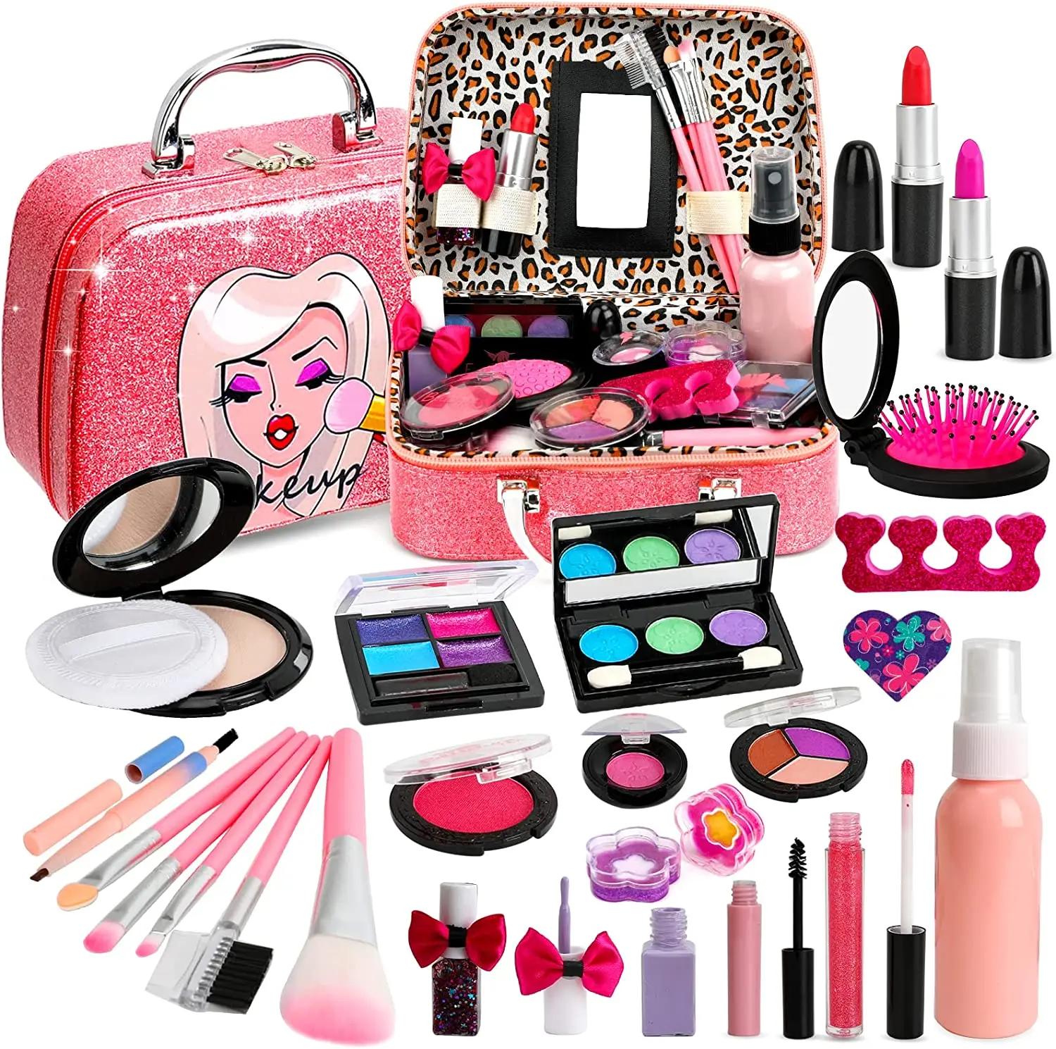 Kids Makeup Kit for Girl Real Washable cosmetic Toys Toddler Princess Children Make Up Set