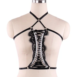 Extreme Hot Women Mature Sexy Lace Strap Underwear Rave Dance Costume Top Body Wire Harness