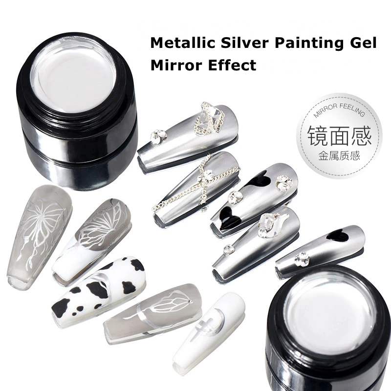 Super Silver Colour Privatel Label Mirror Chrome Nails Gel Paint Metallic Gel Nail Polish  for Sale