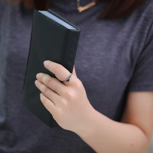 925 sterling silver open ring square black agate retro versatile Korean sterling silver ornaments versatile single products