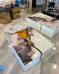 2023 Cracked Three in One  Mirrored Coffee Table Center Table Home Decor Furniture Sofa Muebles Meubles Mobles Moebles Mebles