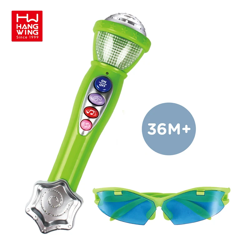 HW TOYS mini music microphone matching cool glasses electric battery musical instruments new product for kids